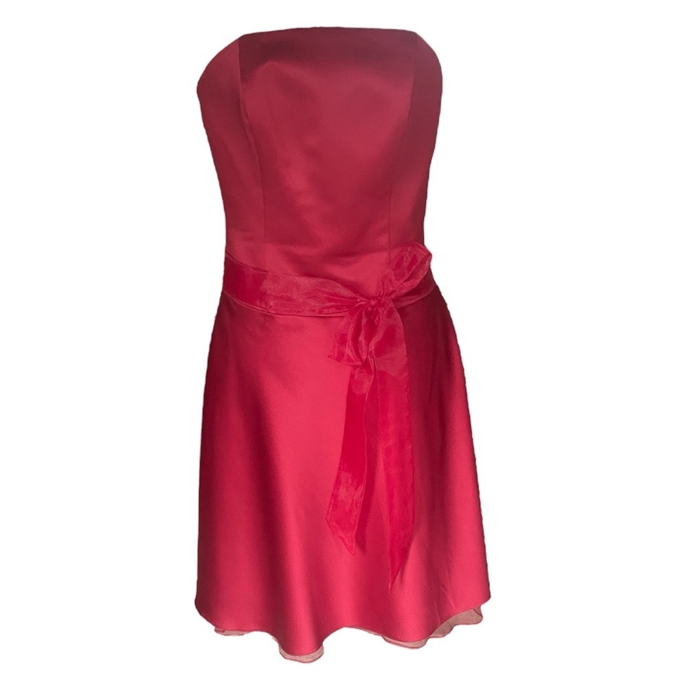 Alfred Angelo Claret Red Strapless Dress with Organza Sash Size 10